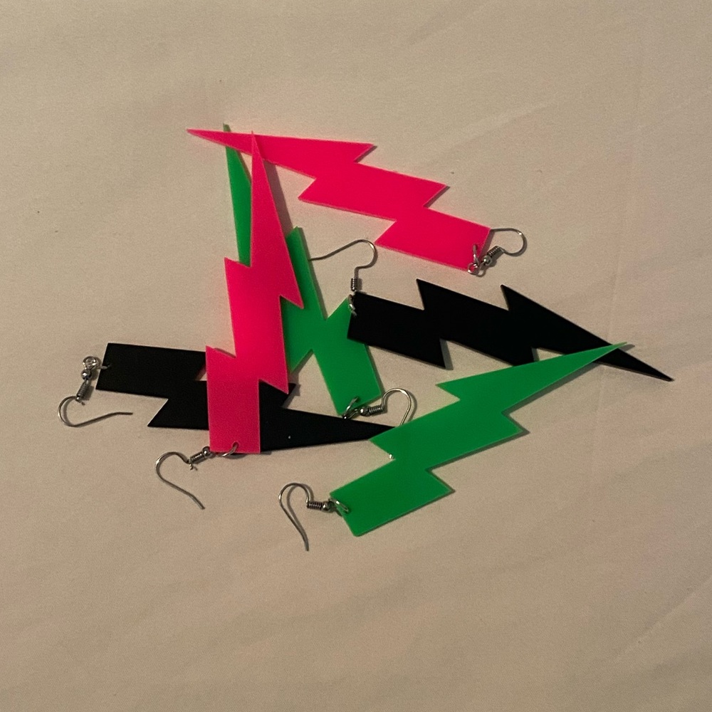 3 set Neon Lightning Bolt Earring